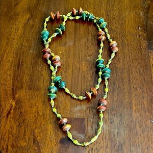 Vintage multicolor paper bead necklace